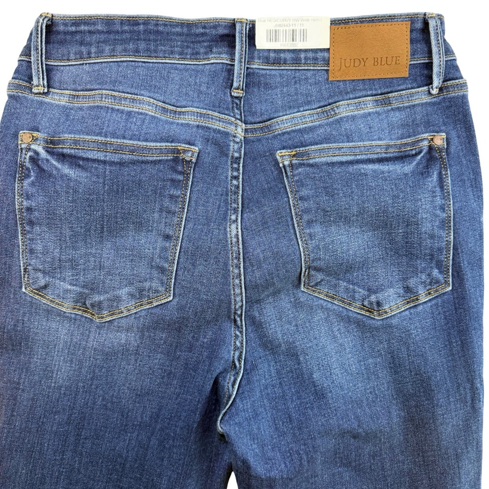 Judy Blue High Waist Flare Jeans Medium Wash Wide Hem JB82443MD Size 11/30 NEW - Picture 3 of 10